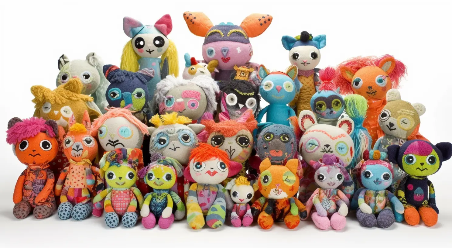 Collection of popular Fuggler dolls showing their diversity